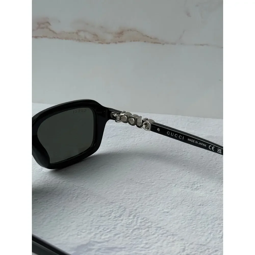 NEW Gucci GG2152S Black Logo Rectangular Sunglasses $515